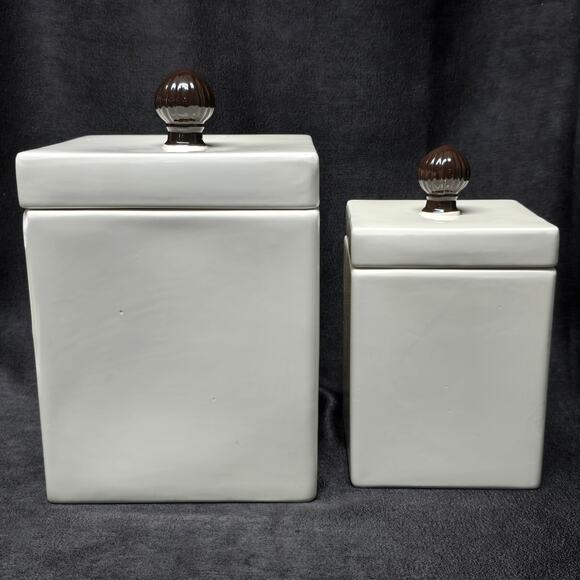 Home Essentials Danbury Collection White Ceramic Square Canister Set - Picture 2 of 16